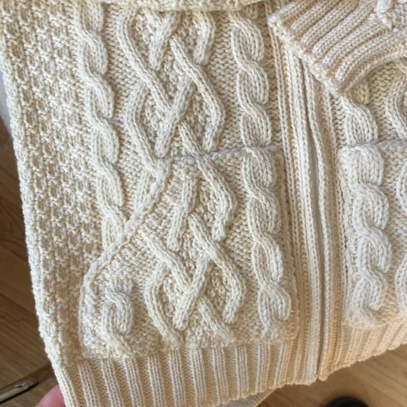 Blarney Aran Zip Hoody Wool Sweater - Picture 3 of 4